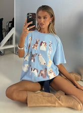 Dog Person Oversized Graphic Tee Washed Blue