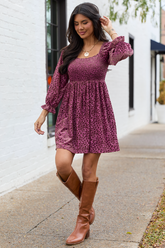 Evie Burgundy Animal Print Velvet Burnout Mini Dress FINAL SALE