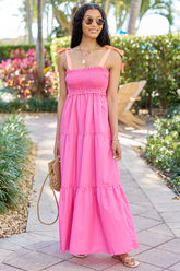 Season Of Bliss Pink Smocked Bust Maxi Dress SALE