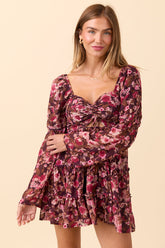 Alaina Burgundy Floral Mini Dress FINAL SALE