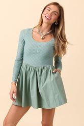 Marina Sage Eyelet Mini Dress FINAL SALE