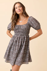 Evangeline Brown Floral Mini Dress FINAL SALE