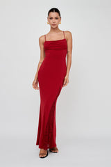 Well Versed Lace Split Maxi Dress Wine