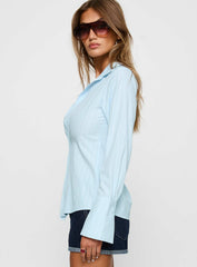 Attikus Button Up Top Blue Stripe