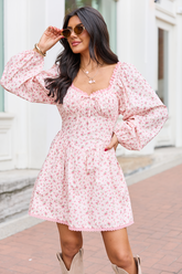 Rosemary Pink Floral Mini Dress