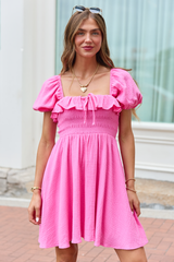 Monica Pink Smocked Top Dress