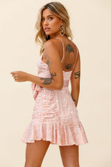 Reckless Love Ruched Detail Side Tie Dress Leaf Print Orange