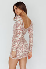In The Now Long Sleeve Mini Dress Rose Leopard