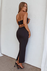 Cindi Cut-Out Chain Waist Maxi Dress Black
