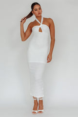 Mari Halterneck Midi Dress White
