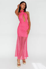 Costa Halterneck Midi Dress Pink