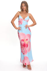 Floating Strappy Low Back Maxi Dress Orchid Blue