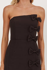 Samanntha Strapless Bow Detail Midi Dress Black