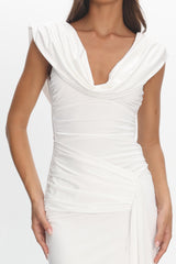 Fermi Draped Shoulder Maxi Dress Off White