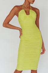 Maribella Halterneck Midi Dress Lime