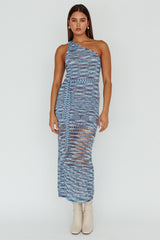 Tyanna One-Shoulder Knit Midi Dress Blue Multi