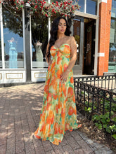 Alara Orange Floral Pleated Maxi Dress