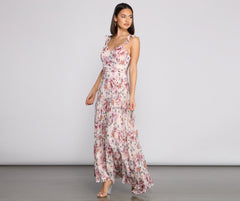 Ava Formal Floral Pleated Dress
