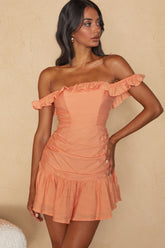 Paradis Off-Shoulder Ruched Bodice Mini Dress Mango