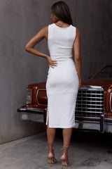 Vertigo Double Twist Feature Side Split Midi Dress White