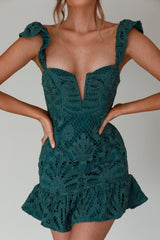 Mon Papillon Lace Mini Dress Forest Green
