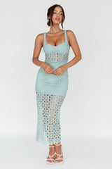 Milano Crochet Lace Midi Dress Sage