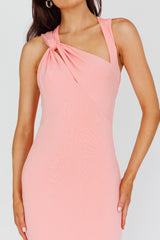 Karyl Shoulder Sash Midi Dress Apricot