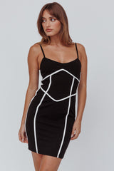 Shenae Piping Trim Mini Dress Black