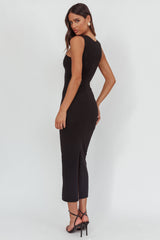 Maretha Gold Link Neckline Maxi Dress Black