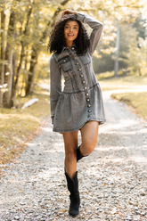 My Favorite Stretchy Black Long Sleeve Button Front Mini Dress FINAL SALE