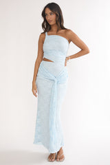 Luli One-Shoulder Cut-Out Maxi Dress Textured Light Blue