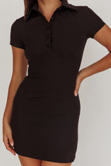 Elsbeth Collared Neckline Mini Dress Black