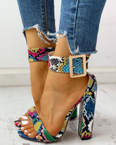Chunky Block High Dress Heels Open Toe Ankle Strap Sandals