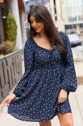 Brynn Navy Blue Floral Mini Dress FINAL SALE