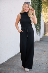 Mira Black Mock Neck Jumpsuit FINAL SALE