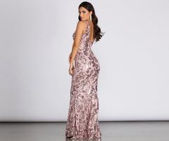 Paisley Formal Sequin Leaf Dress