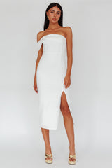 First Impressions One Shoulder Midi Dress White