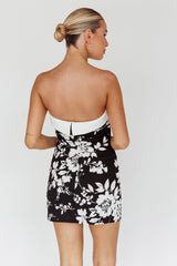 Missie Strapless Mini Dress Floral Black