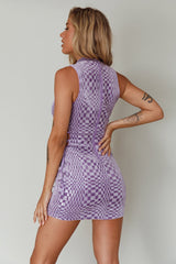 Midnight In London Lace-Up Side Mini Dress Lavender