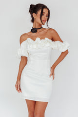 La Palma Off-Shoulder Mini Dress Off White