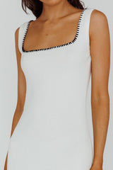 North Shore Blanket Stitch Knit Maxi Dress White