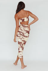 Palermo Cut-Out Midi Dress Printed Brown