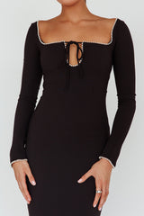 Samantha Pearl Detailing Midi Dress Black