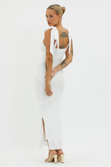 Bindi Puckered Tied Strap Dress White