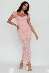 Versailles Summer Rose Accent Lace Dress Blush