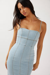 Lenni Denim Midi Dress Light Blue