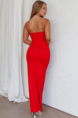 Mykonos Nights Strapless Maxi Dress Red
