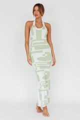 Desert Daze Halterneck Knit Dress Sage