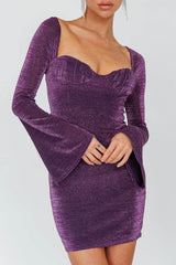 Dreaming Of Rome Laced Back Mini Dress Sparkle Grape