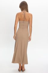 Letisha Textured Halter Maxi Dress Clay